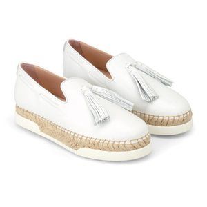 TOD'S White leather tassel slip-ons